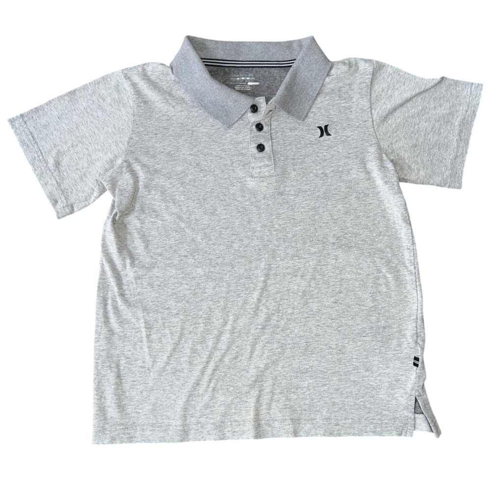 Hurley Kids. Boys Medium Gray Dri-Fit Polo Shirt,  Short Sleeve‎ , Athletic